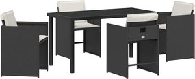 vidaXL Set de masă pentru grădină 5 pcs Negru poliratan
