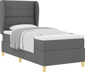 vidaXL Pat cu arcuri cu saltea Gri închis 200 x 80 cm țesătură