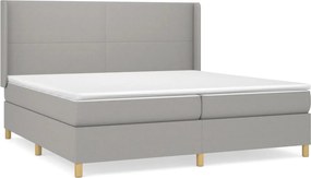 vidaXL Pat box spring cu saltea, gri deschis, 200x200 cm, textil