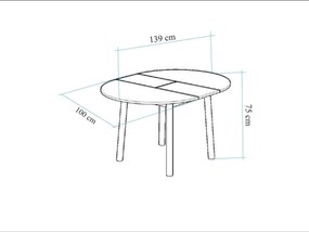Masă de sufragerie extensibilă Duvasa 5 (Nuc + negru) (pentru 4 persoane). 1093744