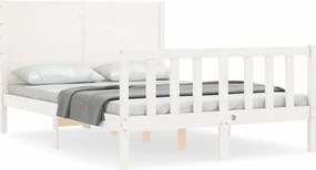 vidaXL Cadru de pat fără saltea, alb, 140x200 cm, lemn masiv pin