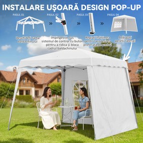 Outsunny Pavilion Pliabil UV50+ cu 2 Părți Laterale Stâlpi Oblici Geantă Transport | Aosom Romania