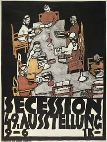Reproducere Poster for the Vienna Secession, 49th Exhibition, Die Freunde, Egon Schiele