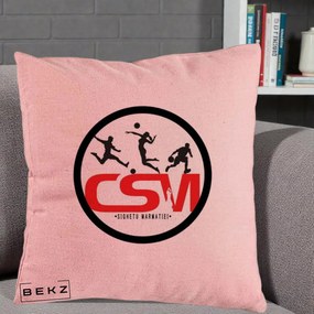 Perna Personalizata CSM Sighetu Marmatiei Sport, 40x40 cm, Roz, Husa Detasabila, Perna Inclusa, BEKZ®