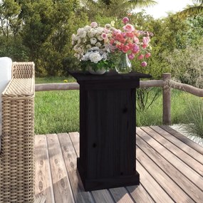 Suport pentru flori, negru, 40x40x60 cm, lemn masiv de pin