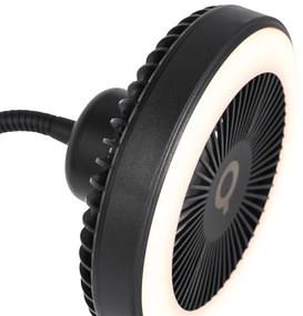 Ventilator de podea negru cu LED reglabil - Dores