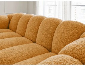 Canapea galben-muștar cu tapițerie din țesătură bouclé 232 cm Hippolyte – Bobochic Paris