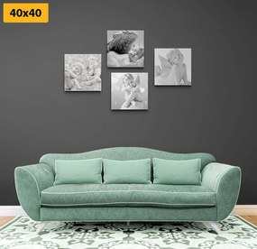 Set tablouri armonia de îngeri în design alb-negru