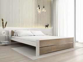 Pat IKAROS DOUBLE 120 x 200 cm, alb/stejar sonoma Saltea: fara saltea, Somiera: cu somiera din laturi