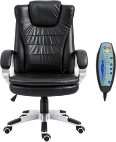 Scaun Directorial cu Masaj, Telecomanda, Piele PU, Negru