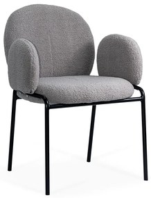 Scaun dining gri boucle cu cadru metalic negru BUC 281