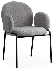 Scaun dining gri boucle cu cadru metalic negru BUC 281