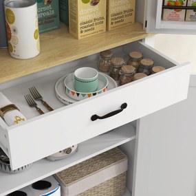 HOMCOM Credință bucătărie bufet bucătărie, 4 uși, 6 rafturi cu uși, 1 sertar și rafturi reglabile 76,5 x 40 x 181 cm alb | Aosom Romania