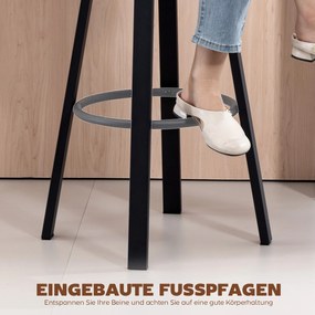 HOMCOM Set 2 scaune de bar, tapițerie din piele ecologică, șezut căptușit, suport pentru picioare, spătar, cadru metalic, Negru | Aosom Romania