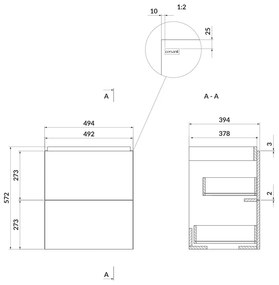 Mobilier suspendat, Cersanit, Larga, dreptunghiular, 50 cm, alb