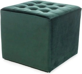 Taburet LORI, stofa catifelata verde, 39x39x34 cm
