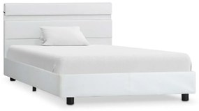 284786 vidaXL Cadru de pat cu LED, alb, 90 x 200 cm, piele artificială