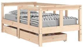 834411 vidaXL Cadru de pat cu sertare de copii, 70x140 cm, lemn masiv de pin