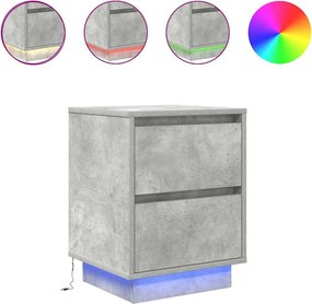 vidaXL Noptiera cu lumini LED Gri beton 38x34x50 cm