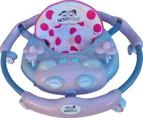 Premergator reglabil in 6 trepte de inaltime NOVOKIDS™ Baby Panda Walker, Cu melodii, Pliabil, Max 20 kg, Roti silentioase, Model Ursulet Panda, Roz