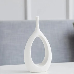 Vaza moderna, ceramica, alba, Freya Q