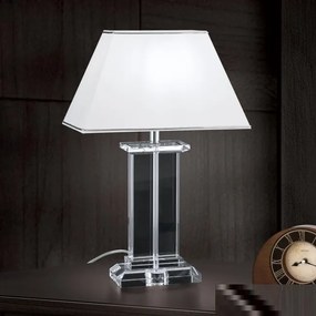 Veioza, lampa de masa design LUX VERONIQUE, crom/ abajur alb