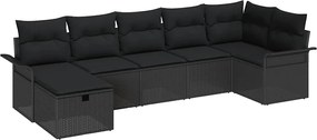 vidaXL Set de canapele pentru grădină cu pernă 7 pcs Negru poliratan