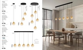 Lustra moderna cu 5 pendule LED, Metal, Sticla, Champaign, ORENDA