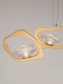 Lustra LED otel auriu si sticla DENISE