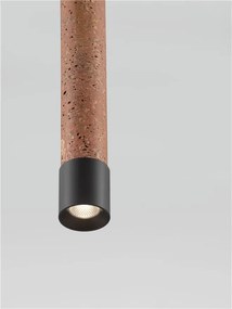 Lustra, Pendul tubular din travertin Muse metal negru