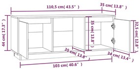 Comoda TV, maro miere, 110,5x35x44 cm, lemn masiv de pin 1, maro miere