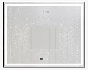 Oglindă Baie LED și Dezaburire Elit's Premium cu Senzor Touch, Lumina Rece, Caldă și Neutră, 120x80 cm, cu rama Negru Antichizat, Ceas