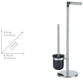 WENKO 21836800 - Perie WC PARUS 25,5 x 57 cm, inox/argintiu/negru