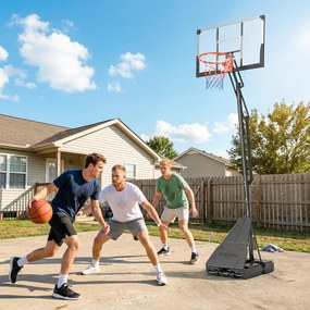 SPORTNOW Coș de Baschet Portabil pentru Exterior, Reglabil 2,45-3,05 m, Panou Rezistent la Șocuri, Reglare cu Manivelă | Aosom Romania