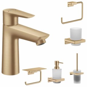 Set baterie lavoar Hansgrohe Talis si accesorii baie Hansgrohe AddStoris, bronz periat