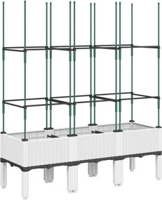 vidaXL Jardinieră de grădină cu spalier, alb, 120x40x142,5 cm PP