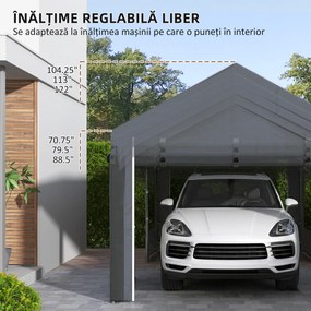 Outsunny Pavilion de Grădină cu Înălțime Reglabilă, 4 Uși și 4 Ferestre, 6x3 m, Gri Închis | Aosom Romania