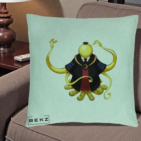 Perna Personalizata Assassination Classroom Koro-sensei, 40x40 cm, Verde Menta, Husa Detasabila, Perna Inclusa, BEKZ®