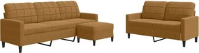 vidaXL Set de canapele cu perne, 3 piese, maro, catifea