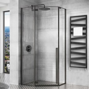 Cabina de dus Diamond negru mat 100x100 cm