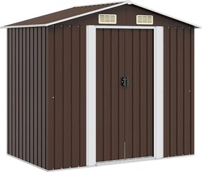 vidaXL Magazie de grădină, maro, 204 x 132 x 186 cm, oțel