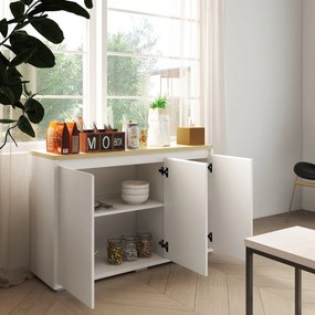 HOMCOM Bufet de Bucătărie, Dulap Depozitare cu 3 Uși, Rafturi Reglabile, Design Modern pentru Living, Hol, Alb | Aosom Romania