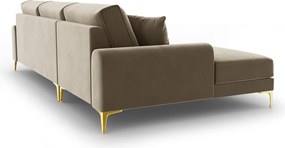 Coltar stanga, Madara, Mazzini Sofas, 5 locuri, gold legs, 254x182x90 cm, catifea, bej