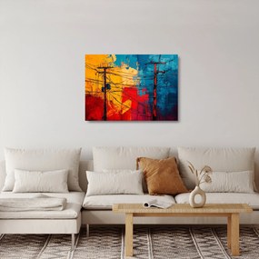 Tablou pe sticlă - Linii electrice abstracte (70x50 cm)