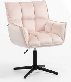 HR560CROSS Scaun Catifea Roz Pudra cu Bază Neagră