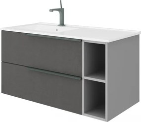 Set dulap baza gri si lavoar Savini Due Oikos SX Lino 100 cm