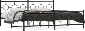 vidaXL Cadru pat metalic cu tăblii de cap/picioare, negru, 200x200 cm
