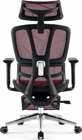 Scaun ergonomic, Sezut translatie, Cotiere 3D, Tetiera 3D, Suport lombar adaptiv, Pivotant, Suport picioare, Rosu