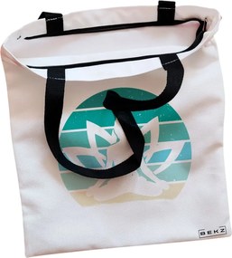 Sacosa de Panza pentru Cumparaturi, Geanta Tote, Yoga 19, Cu fermoar, 38x34.5 cm, Alba, BEKZ®