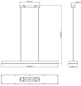 Lustră LED dimabilă pe cablu Globo 15643 SOLA LED/70W/230V + telecomandă